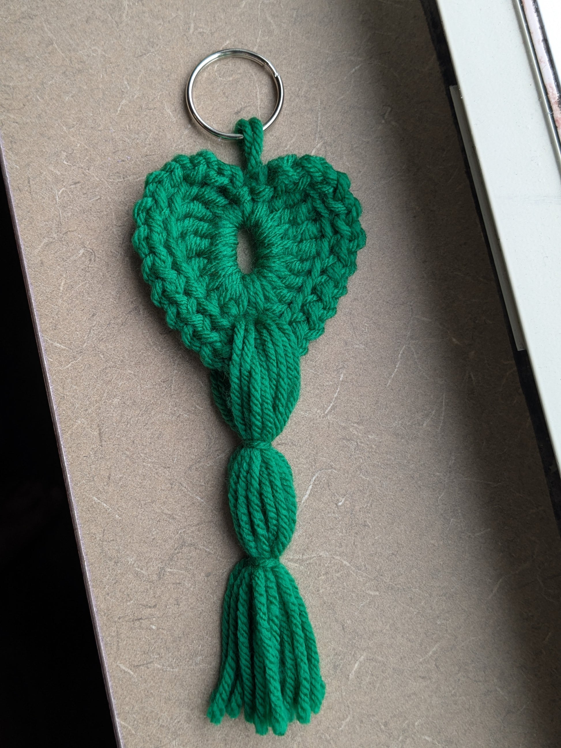 Homemade Domestic Violence Awareness Crochet Heart Keychain