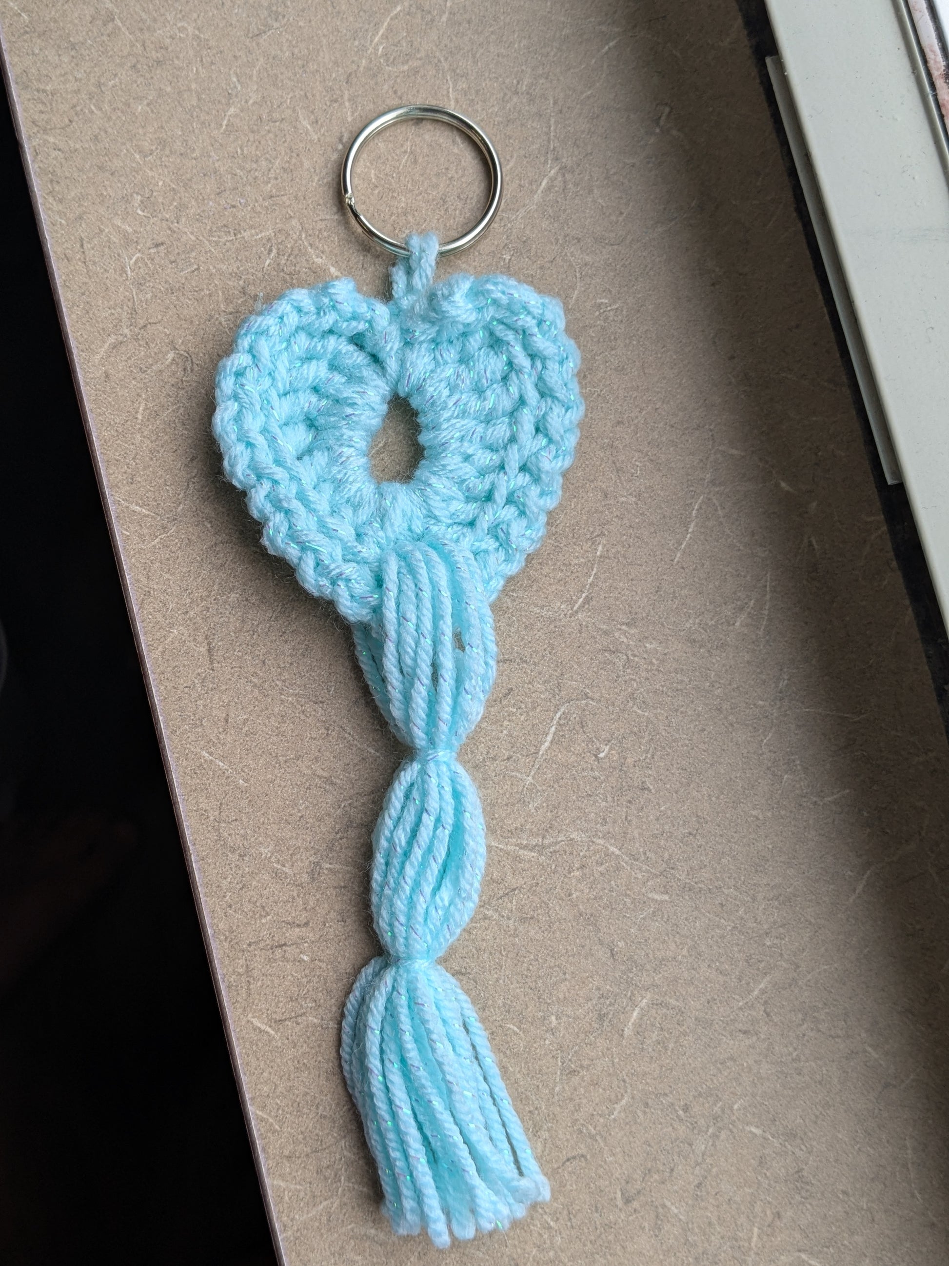 Homemade Domestic Violence Awareness Crochet Heart Keychain
