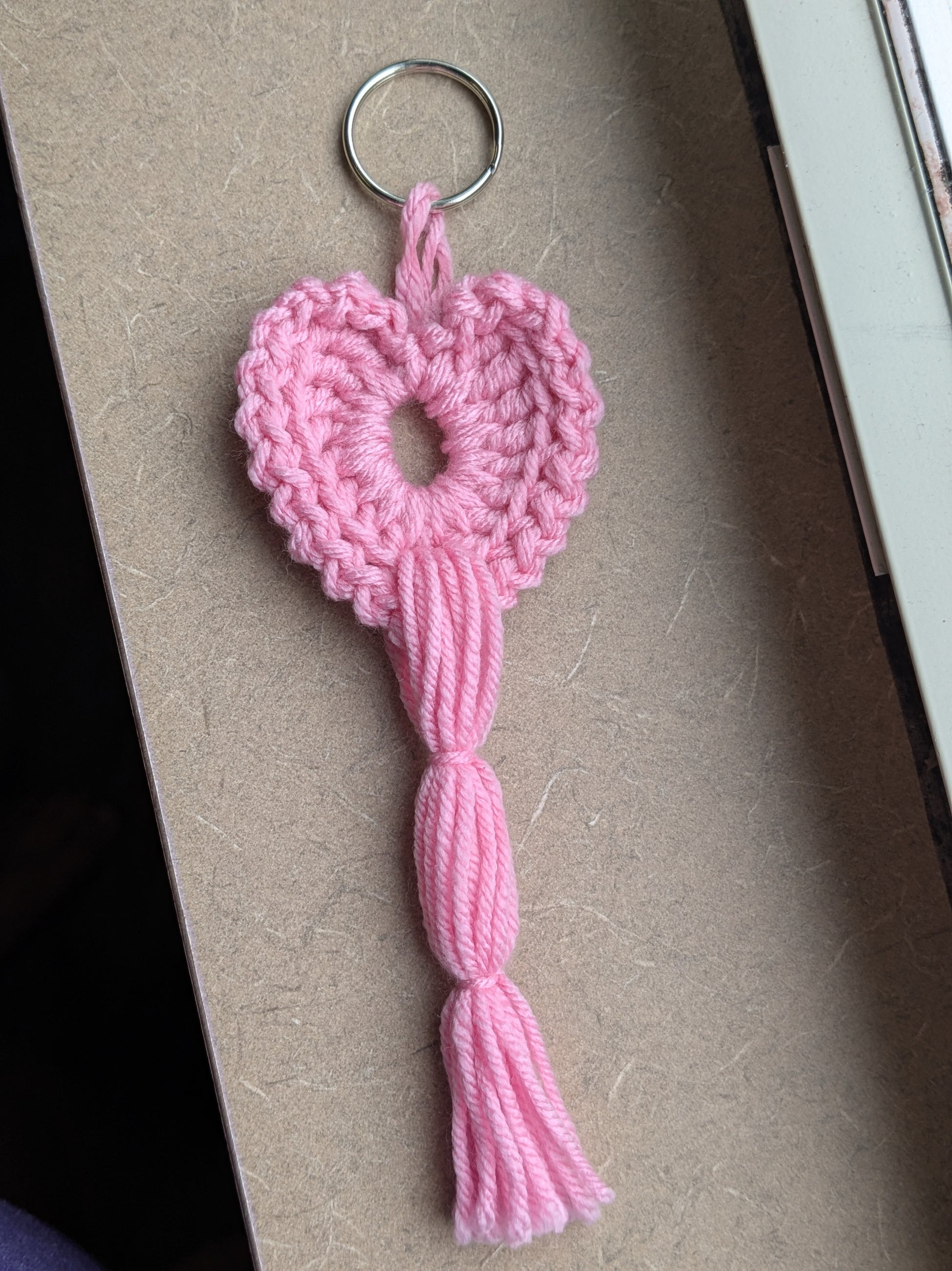 Homemade Domestic Violence Awareness Crochet Heart Keychain