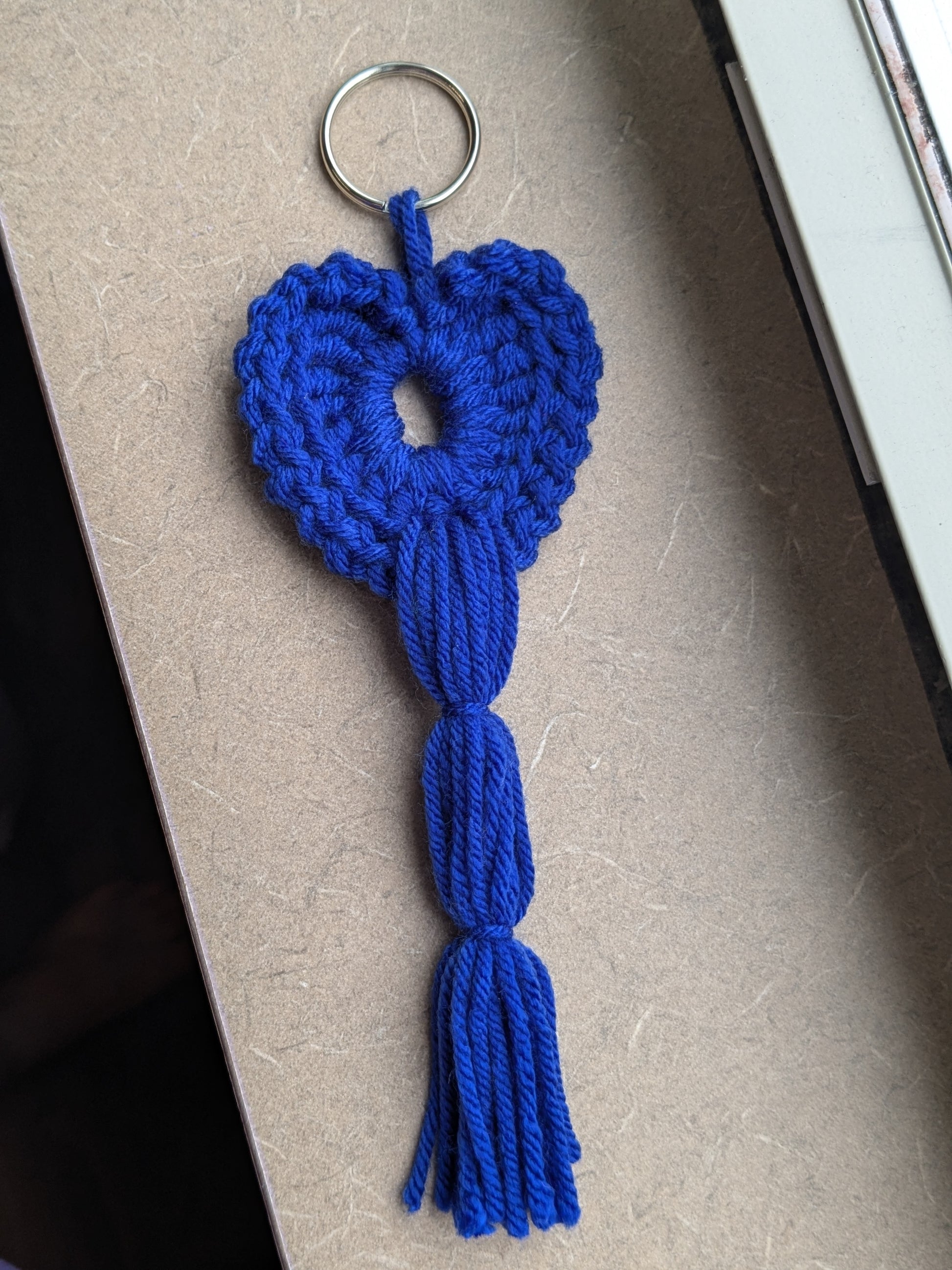 Homemade Domestic Violence Awareness Crochet Heart Keychain