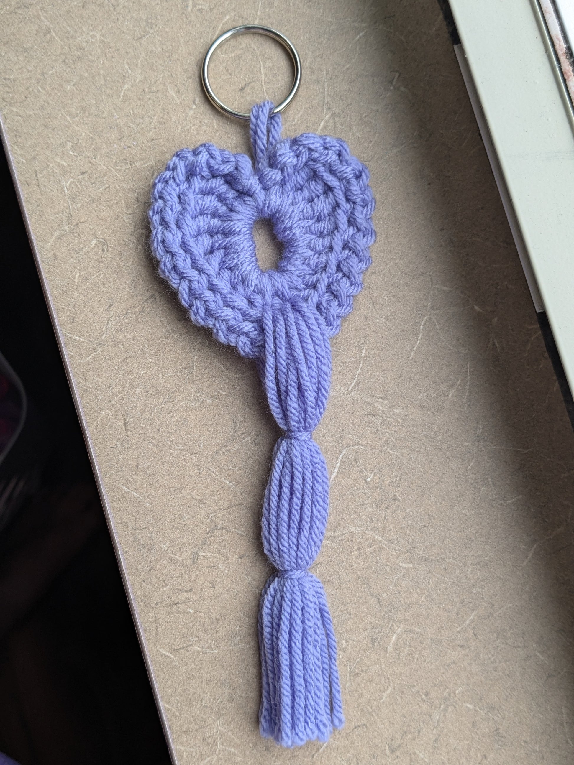 Homemade Domestic Violence Awareness Crochet Heart Keychain